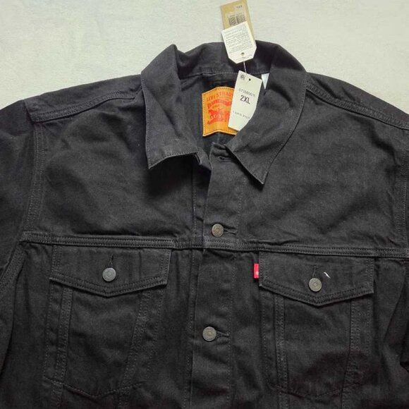 New 2X 3X Men's Levi's Trucker jean jacket in Berkman black denim - Picture 2 of 9
